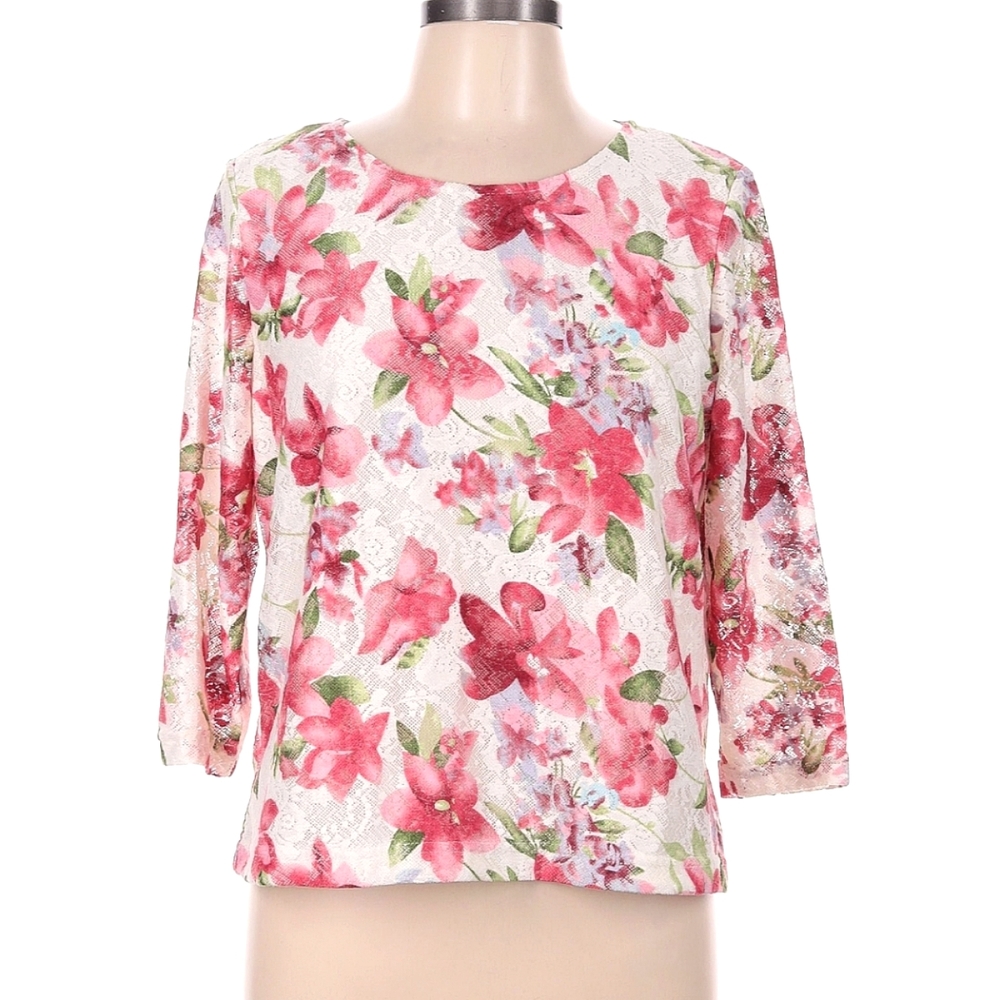 C.D. Petites floral lace blouse